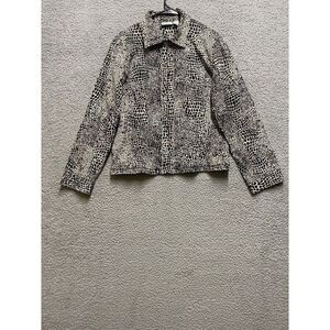 Chico's Size 0 Jacket Animal Print Zipper Pockets Long Sleeve
